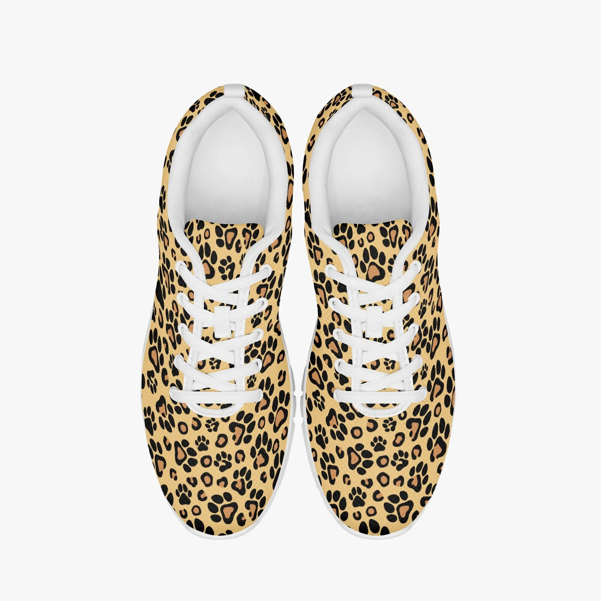Brown Leopard Paw Print Sneakers for Men Women, Running Shoes For Dog Lovers