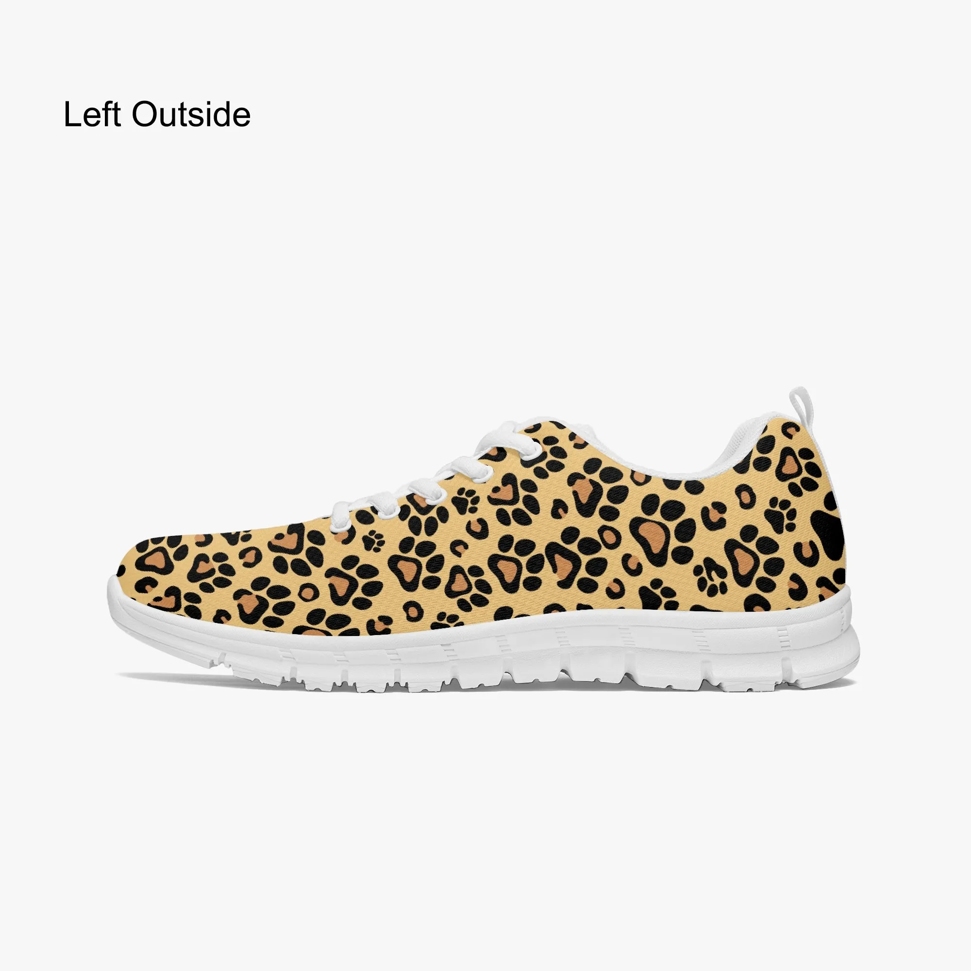 Brown Leopard Paw Print Sneakers for Men Women, Running Shoes For Dog Lovers
