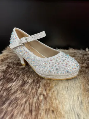 Cami White Rhinestone Girls Shoes