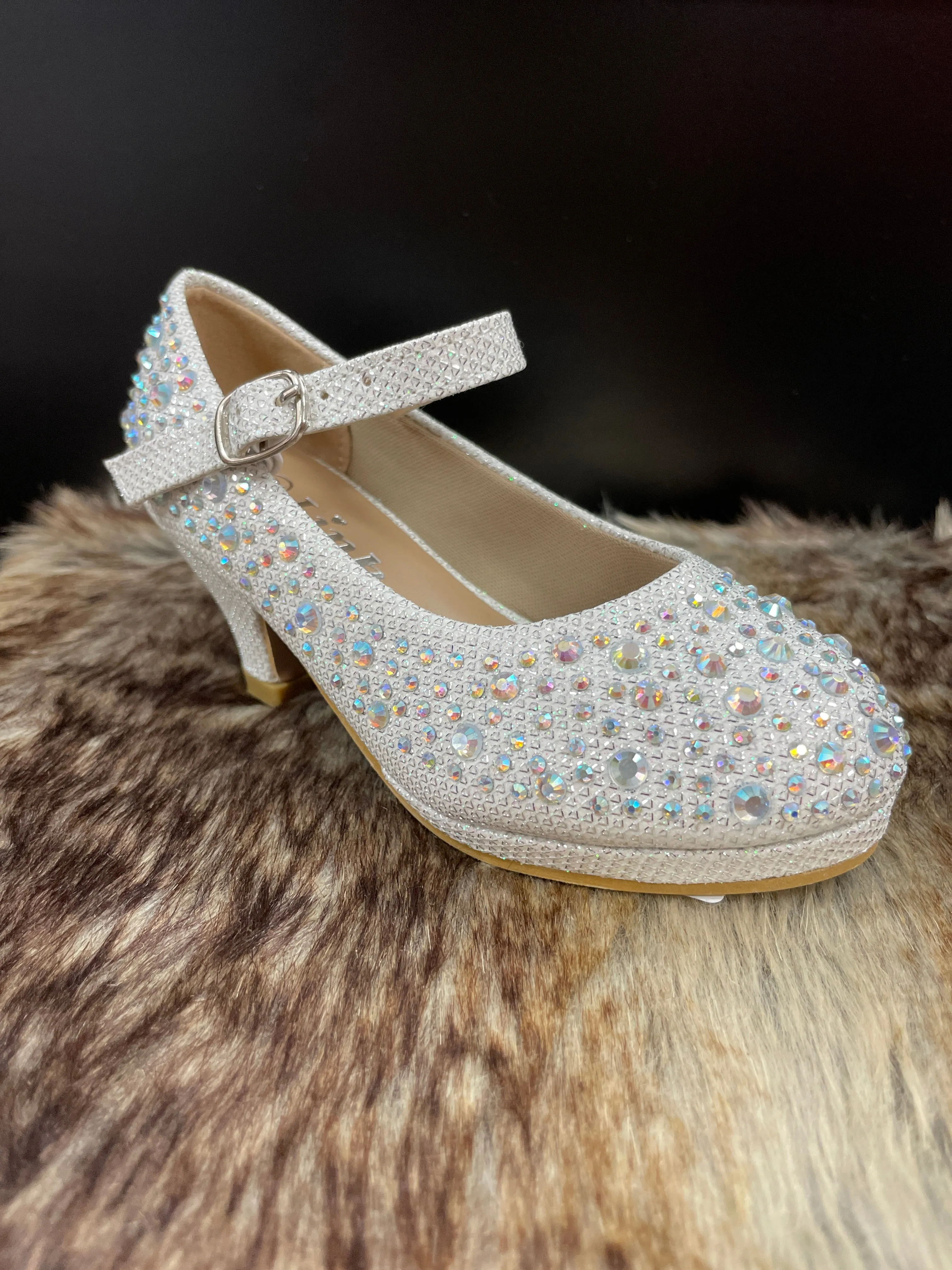 Cami White Rhinestone Girls Shoes