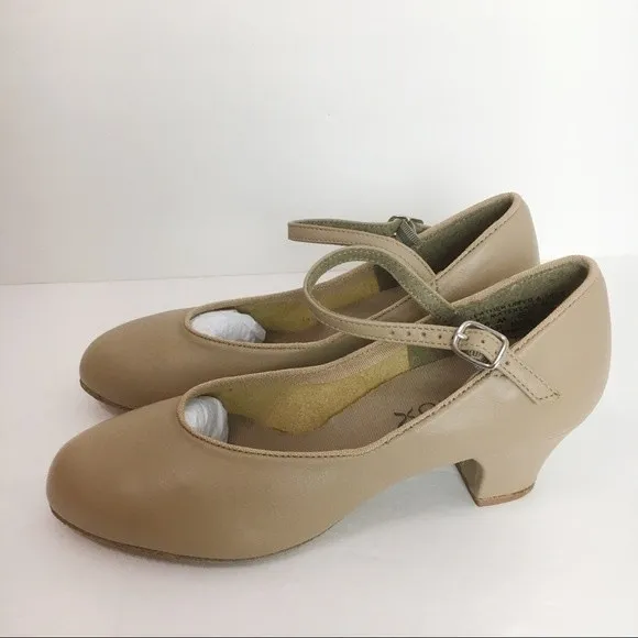 Capezio 459 Jr. Footlight Suede Sole Caramel Tan Character Dance Shoes Girl's 4