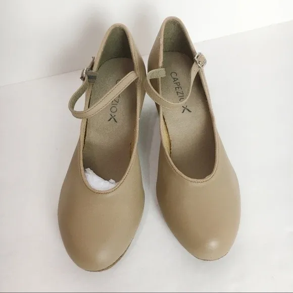 Capezio 459 Jr. Footlight Suede Sole Caramel Tan Character Dance Shoes Girl's 4