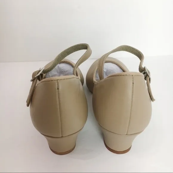 Capezio 459 Jr. Footlight Suede Sole Caramel Tan Character Dance Shoes Girl's 4