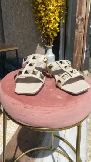 Casie Nude Studded Sandal