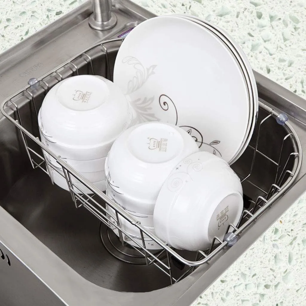 CCF Stainless Steel Sink Drain Dish Rack Retractable Dish Rack Kitchen Pool Storage Hanging Dish Rack Sink Rack CCFV