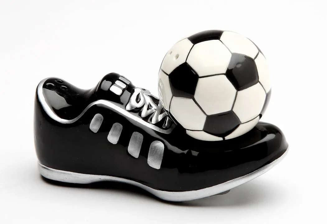 Ceramic Soccer Ball and Cleats Salt and Pepper Shakers, Home Décor, Gift for Him, Gift for Dad, Kitchen Décor, Game Room Decor