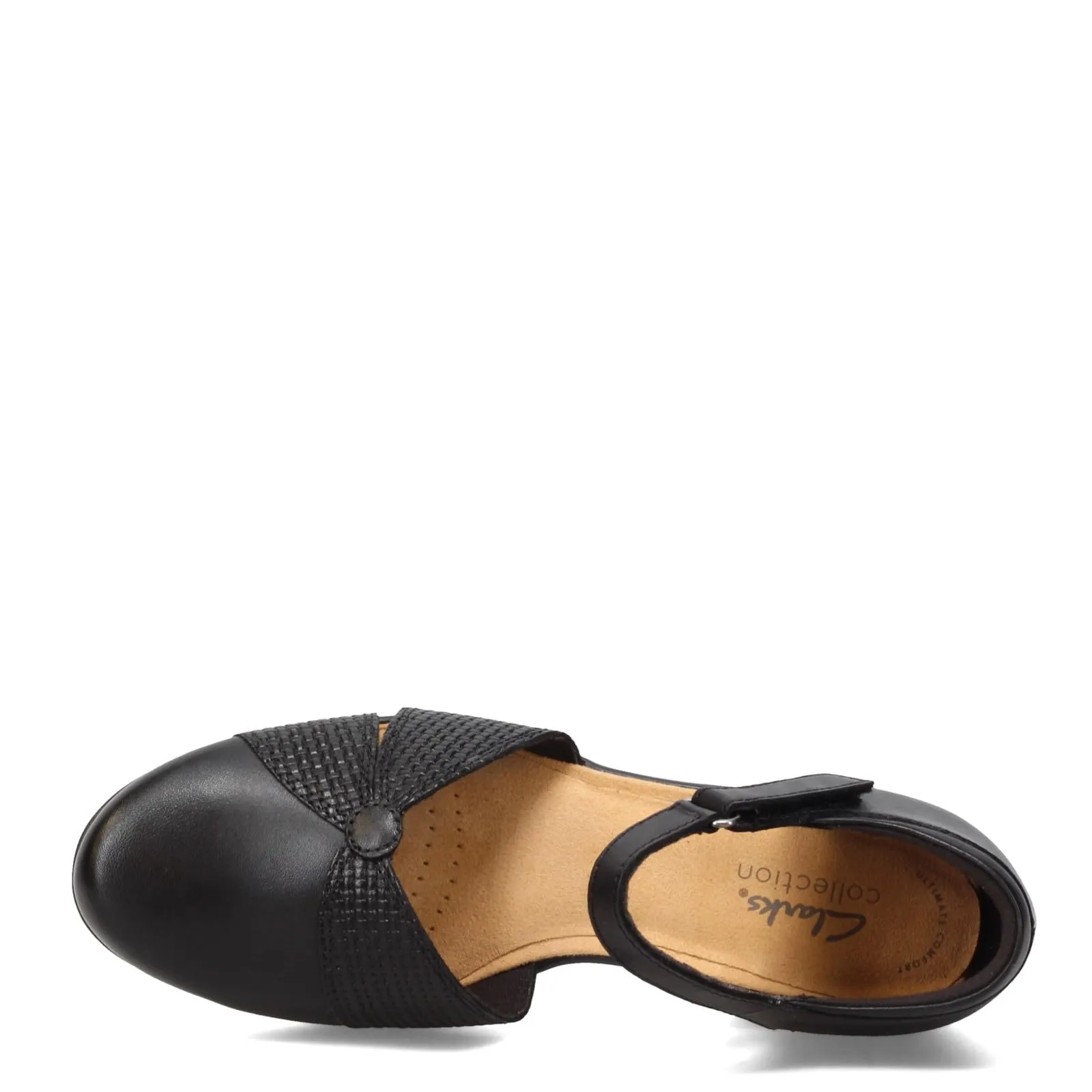 Clarks Emily Rae Pump, Black Leather, 8 1/2 Medium