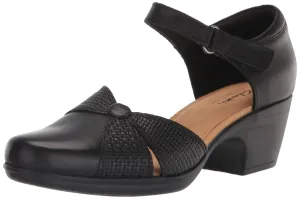 Clarks Emily Rae Pump, Black Leather, 8 1/2 Medium