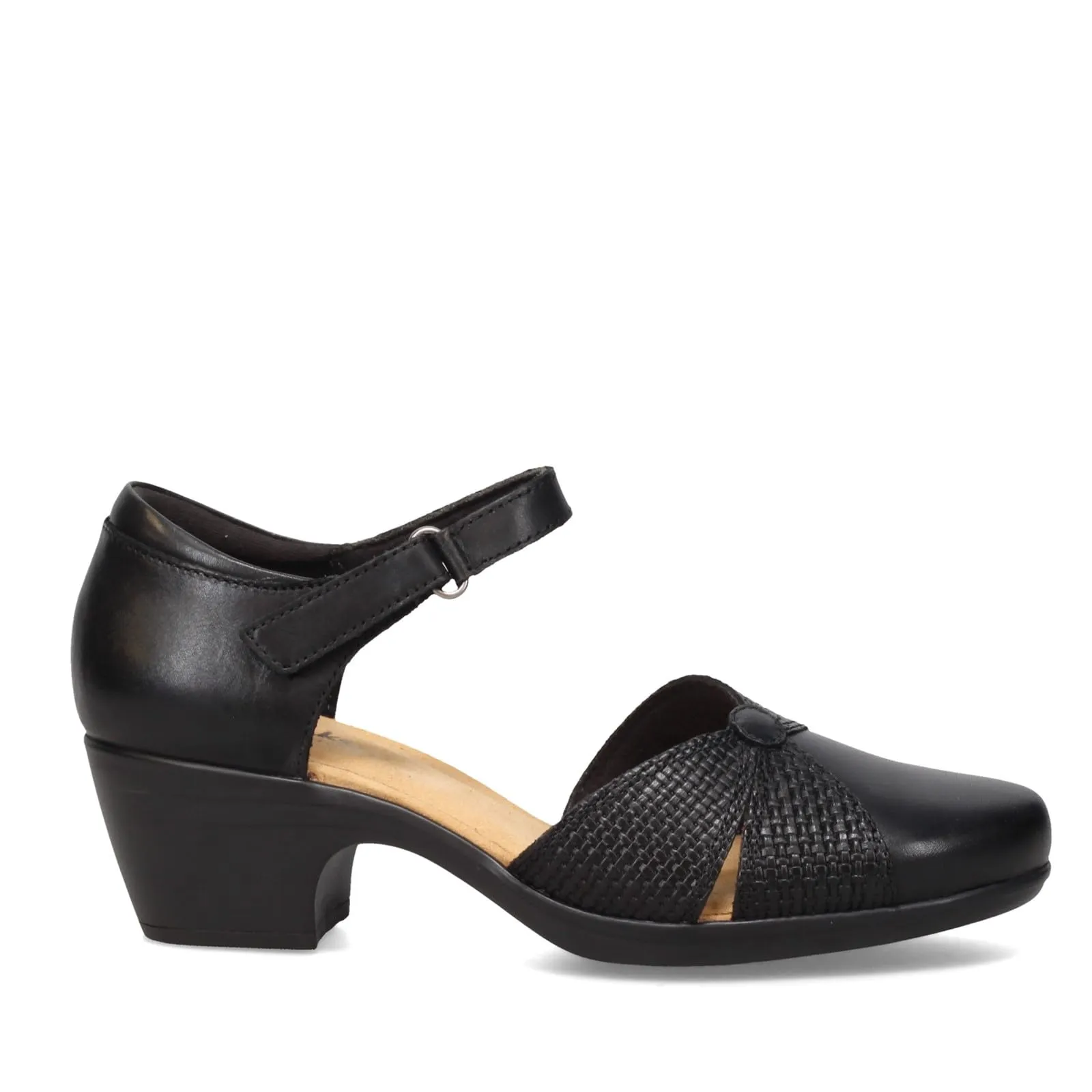 Clarks Emily Rae Pump, Black Leather, 8 1/2 Medium