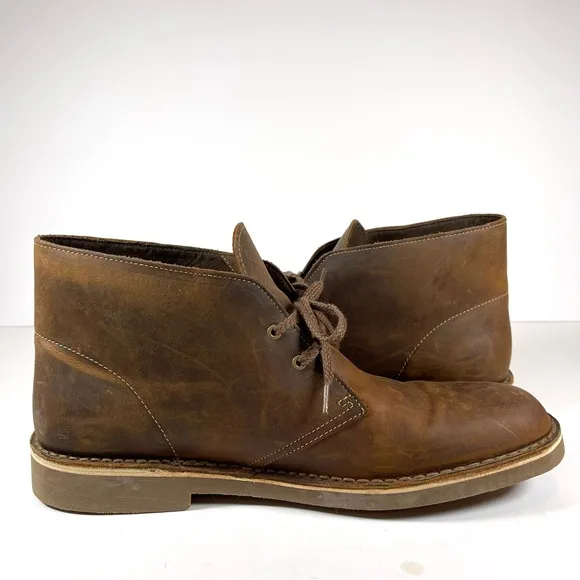Clark’s Men’s Bushacre 3 Brown Beeswax Leather Chukka Boots Size 11W