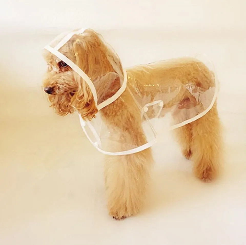 Clear Waterproof Pet Hoodie/Rain Jacket - Sm, Med, Lg or Xl (Tends to Run Small)