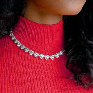 Clustered Hearts Tennis Necklace