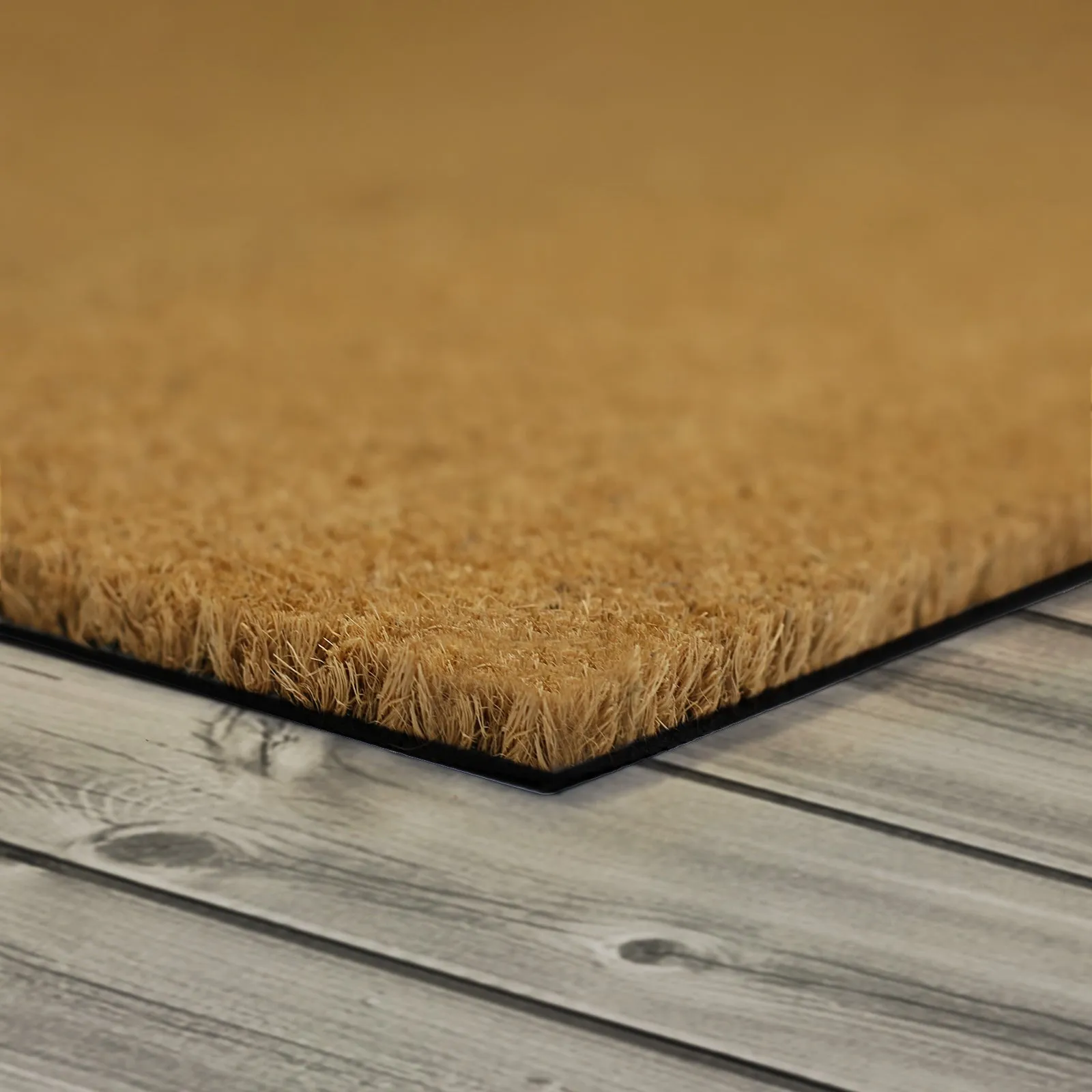 Coir Doormat - Black Floral Welcome