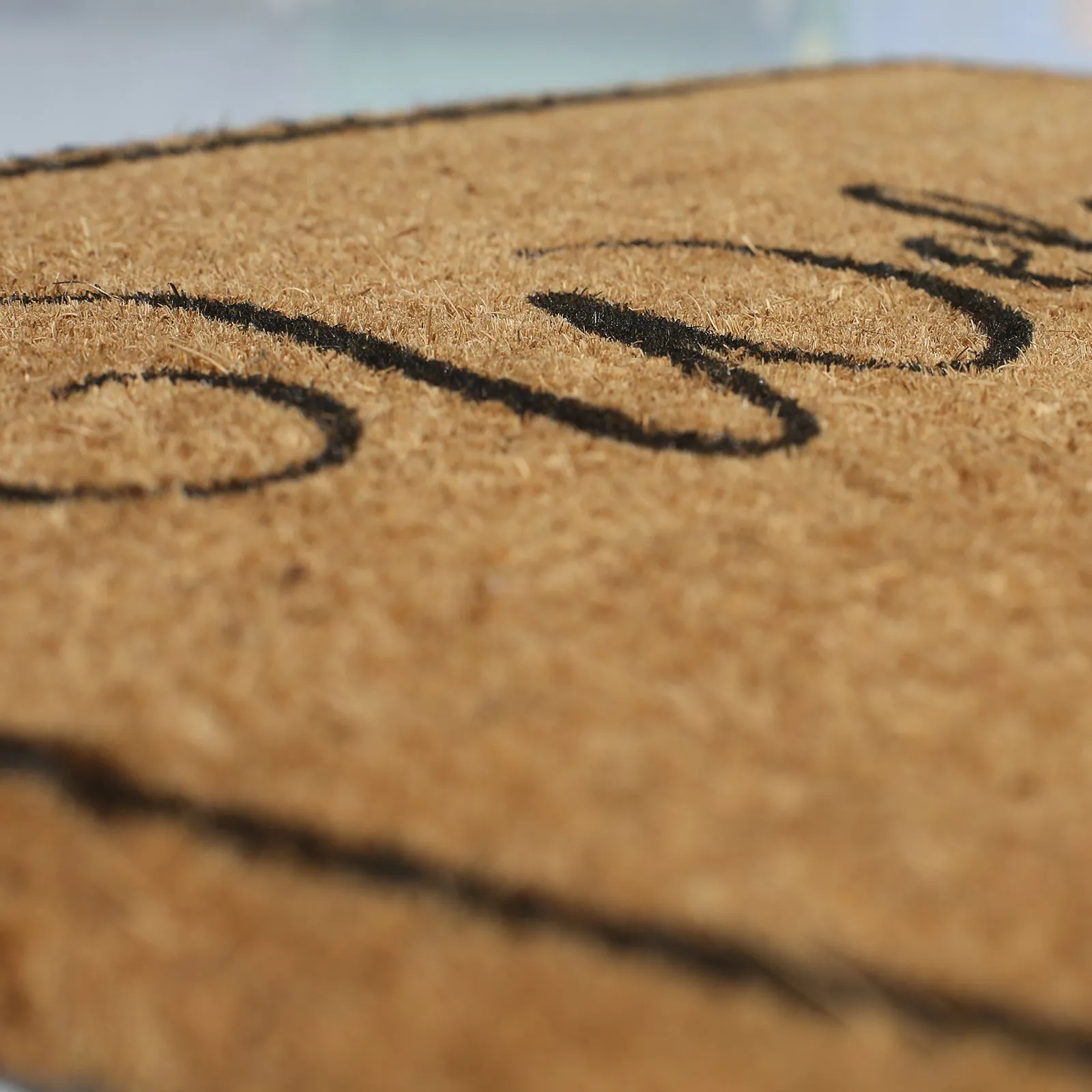 Coir Doormat - Black Floral Welcome