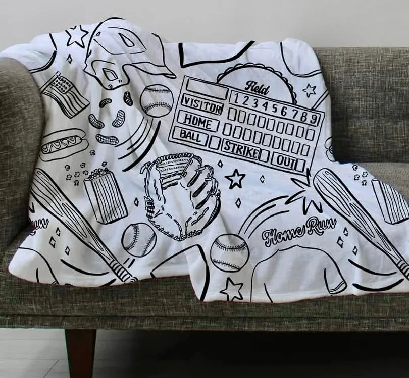 Color Me Baseball Picnic Blanket/Activity Playmat