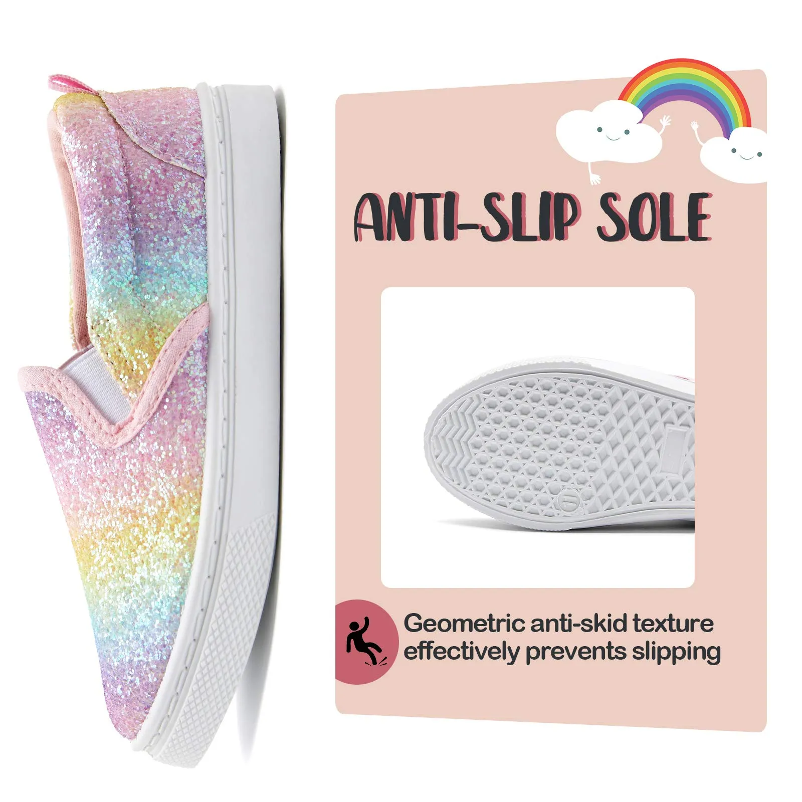 Colorful Stripe Glitter Slip-On Espadrilles