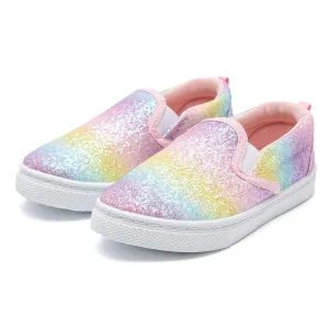 Colorful Stripe Glitter Slip-On Espadrilles