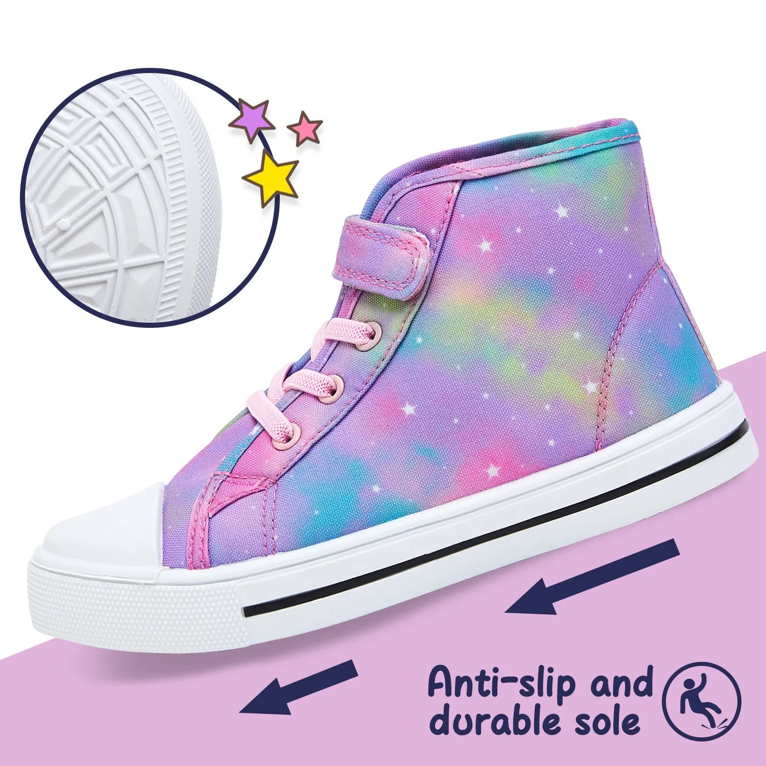 Colorful Swirled Stars High-Top Canvas Sneakers