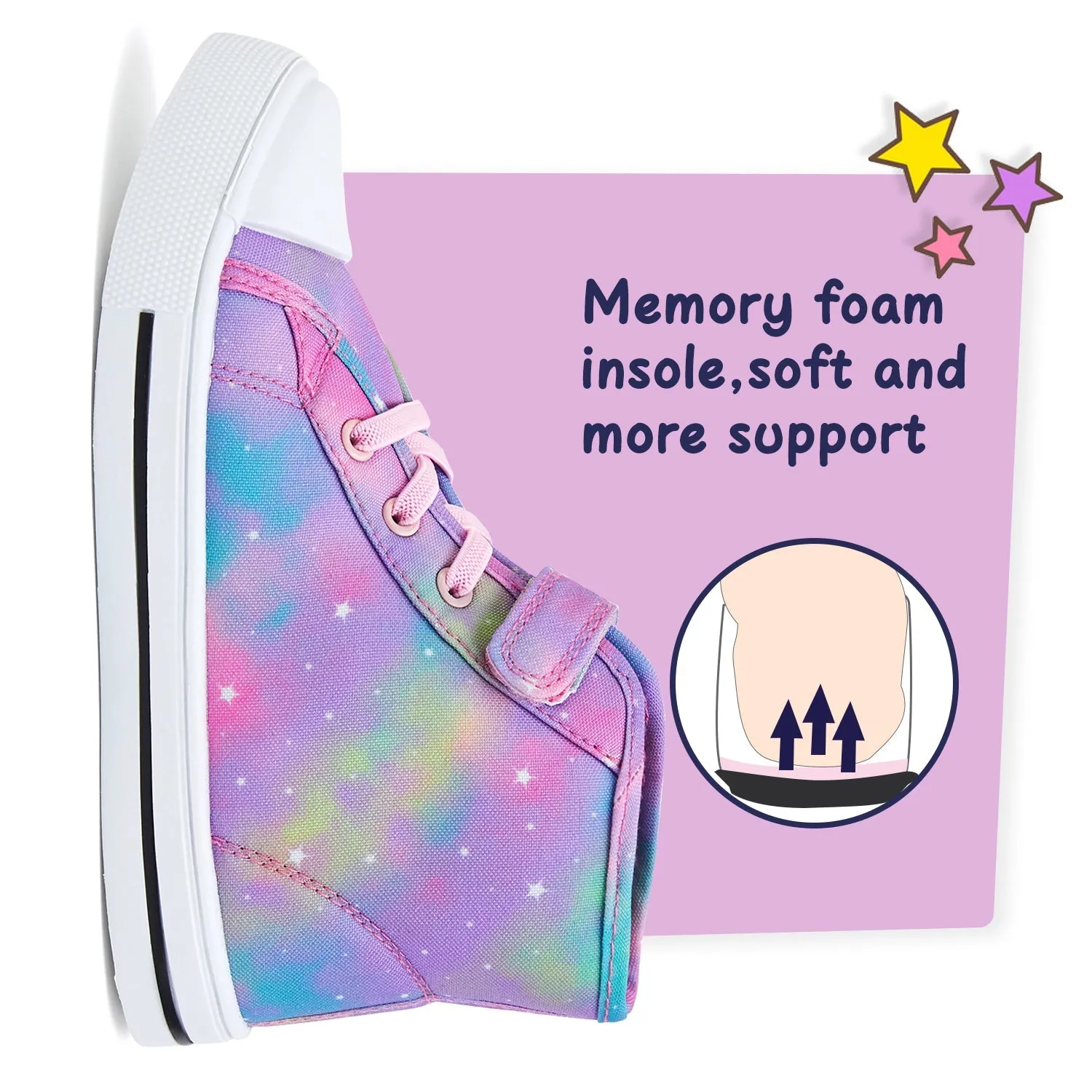 Colorful Swirled Stars High-Top Canvas Sneakers