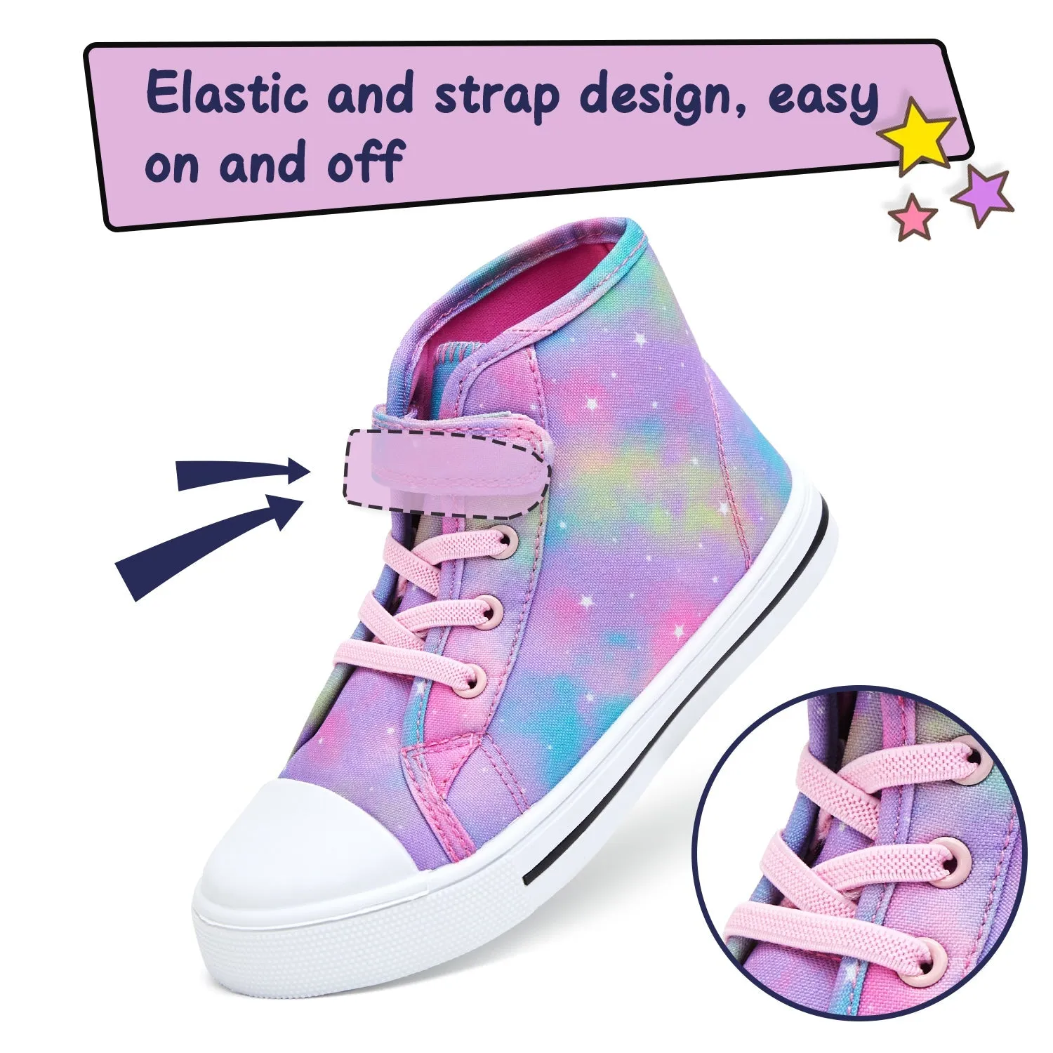 Colorful Swirled Stars High-Top Canvas Sneakers