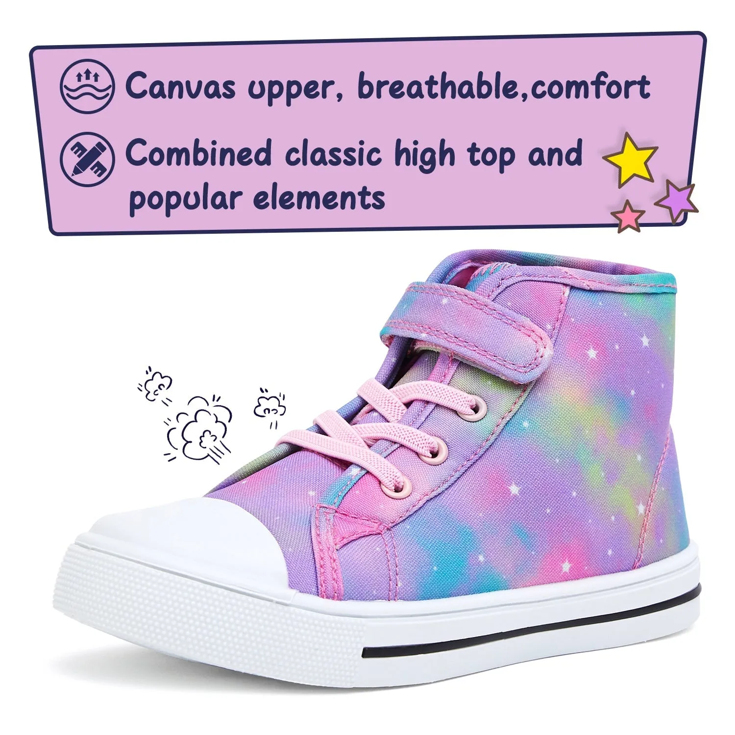 Colorful Swirled Stars High-Top Canvas Sneakers