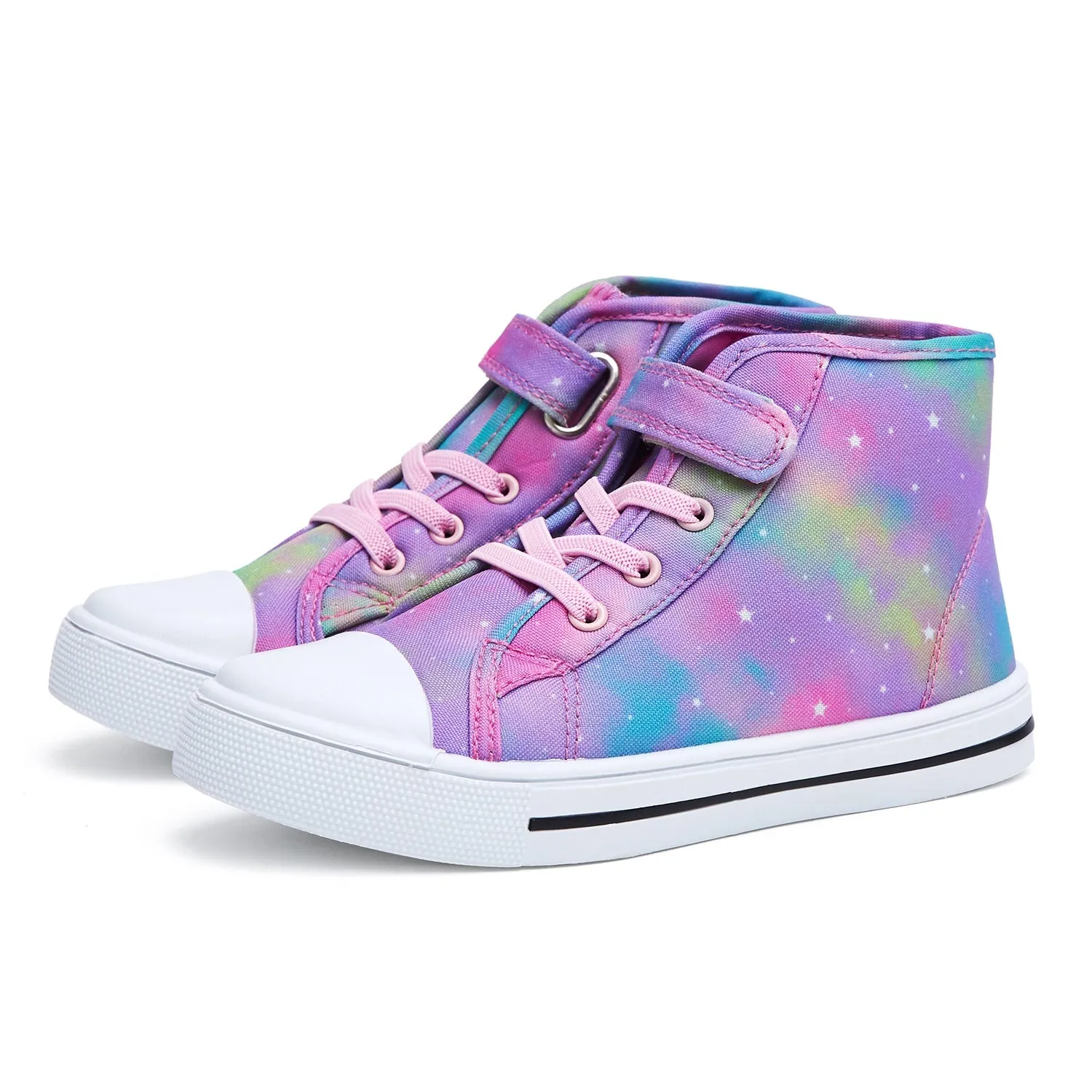 Colorful Swirled Stars High-Top Canvas Sneakers