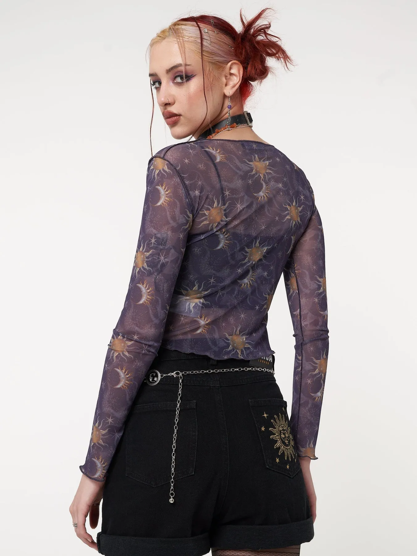 Cosmos Purple Mesh Crop Top