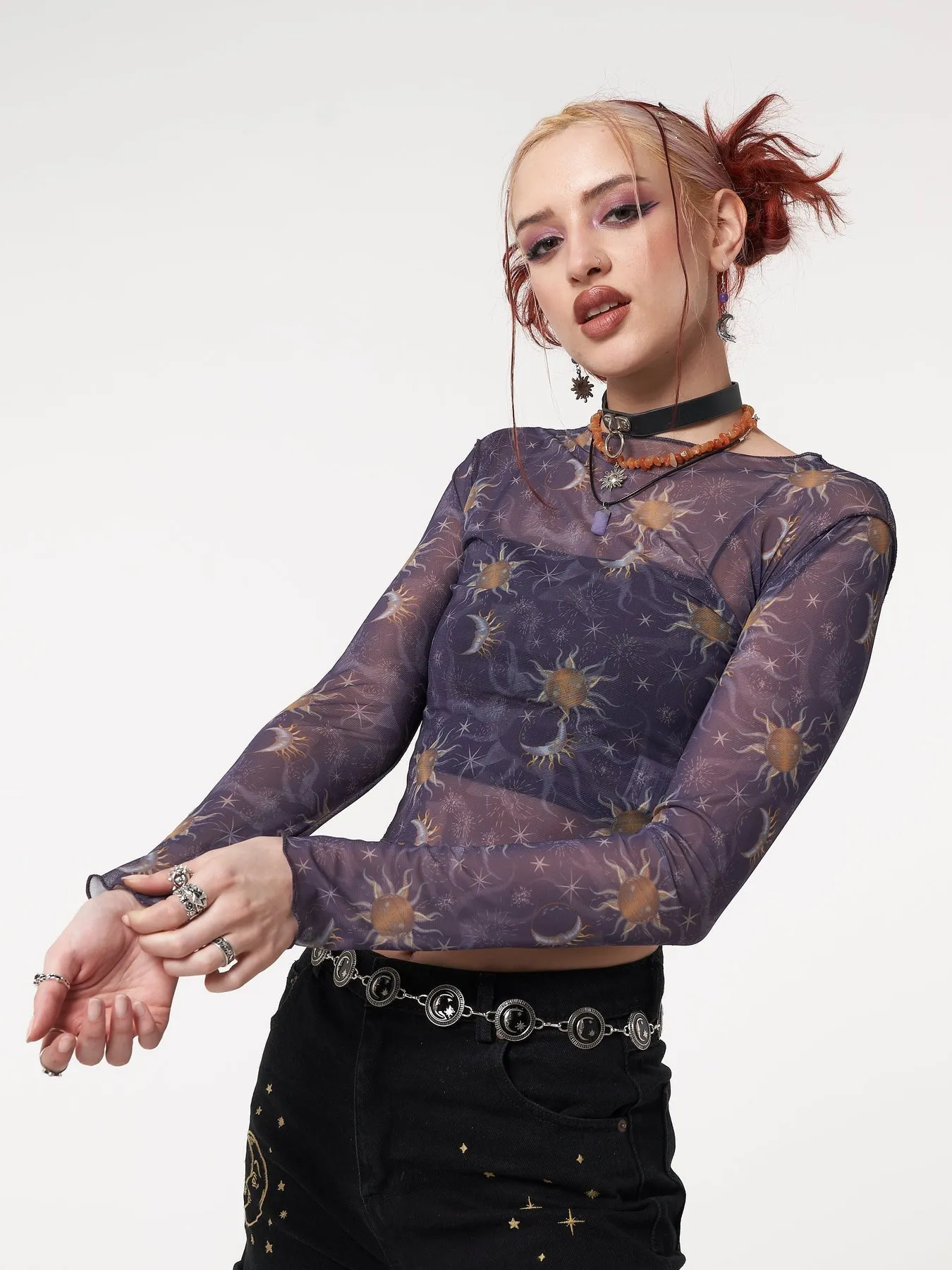 Cosmos Purple Mesh Crop Top