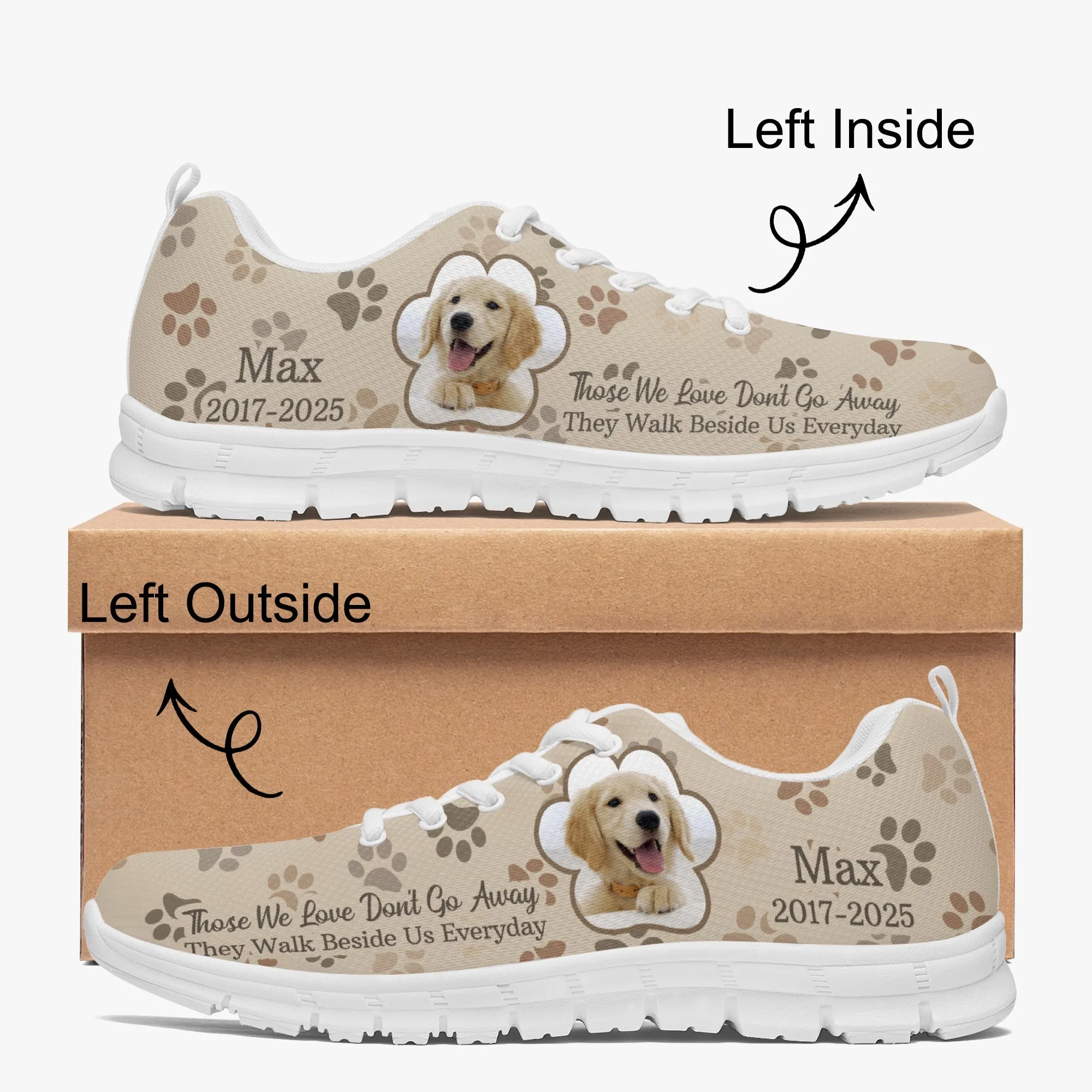 Custom Dog Memorial Photo Sneakers, Personalized Dog Shoes for Men Women, Running Shoes For Dog Lovers