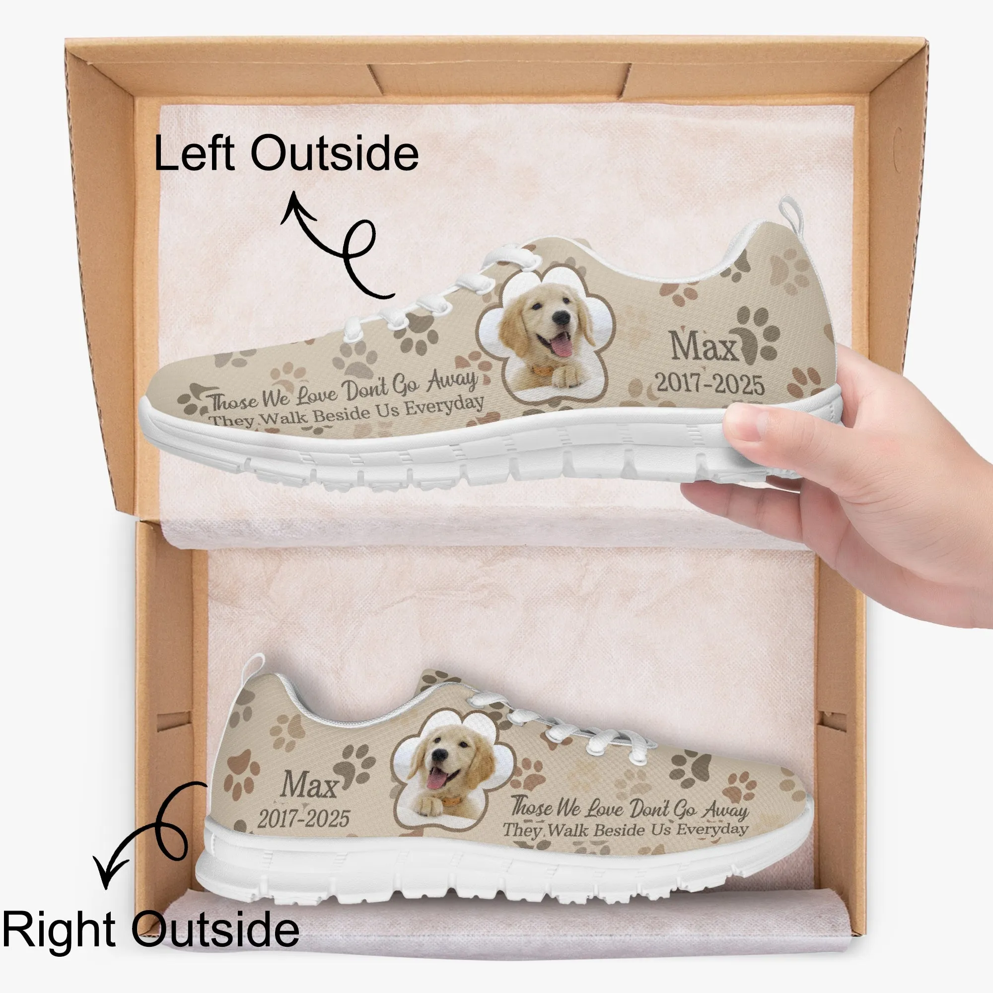 Custom Dog Memorial Photo Sneakers, Personalized Dog Shoes for Men Women, Running Shoes For Dog Lovers