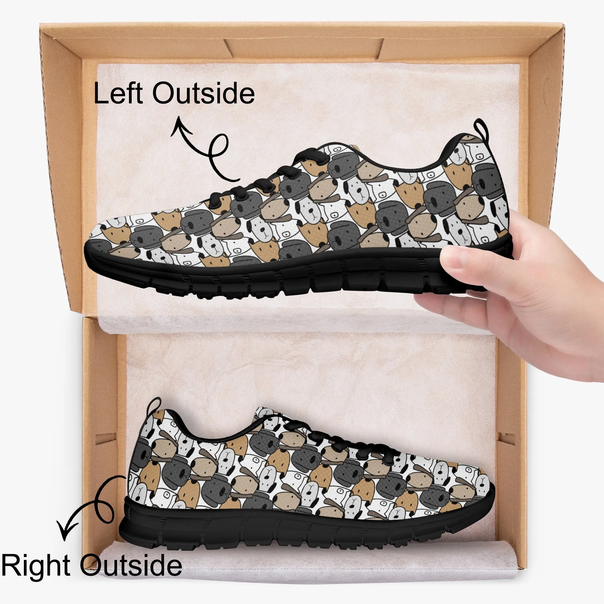 Cute Dog Face Sneakers for Men Women, Running Shoes For Dog Lovers