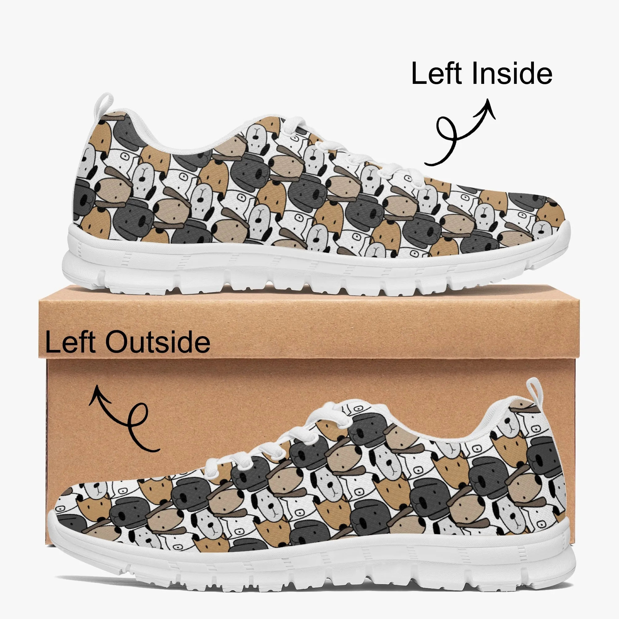 Cute Dog Face Sneakers for Men Women, Running Shoes For Dog Lovers