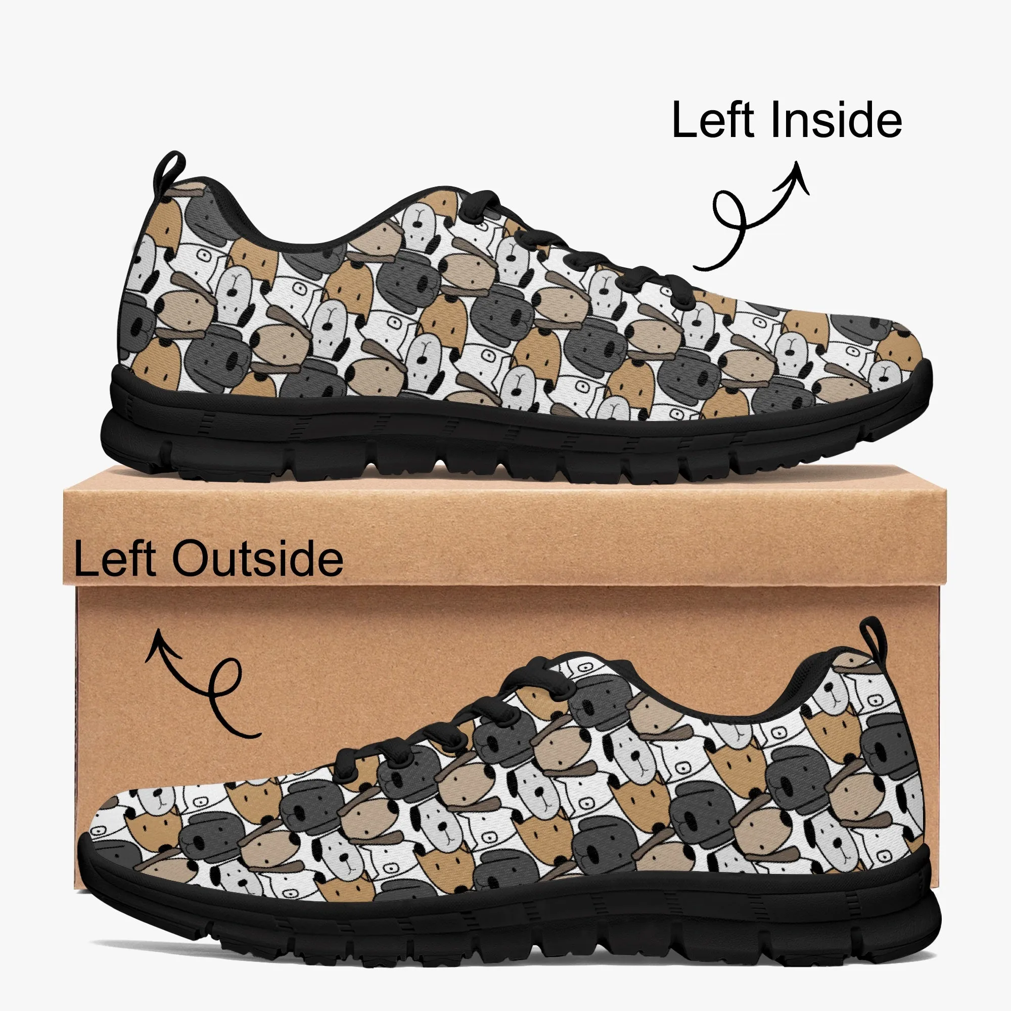 Cute Dog Face Sneakers for Men Women, Running Shoes For Dog Lovers