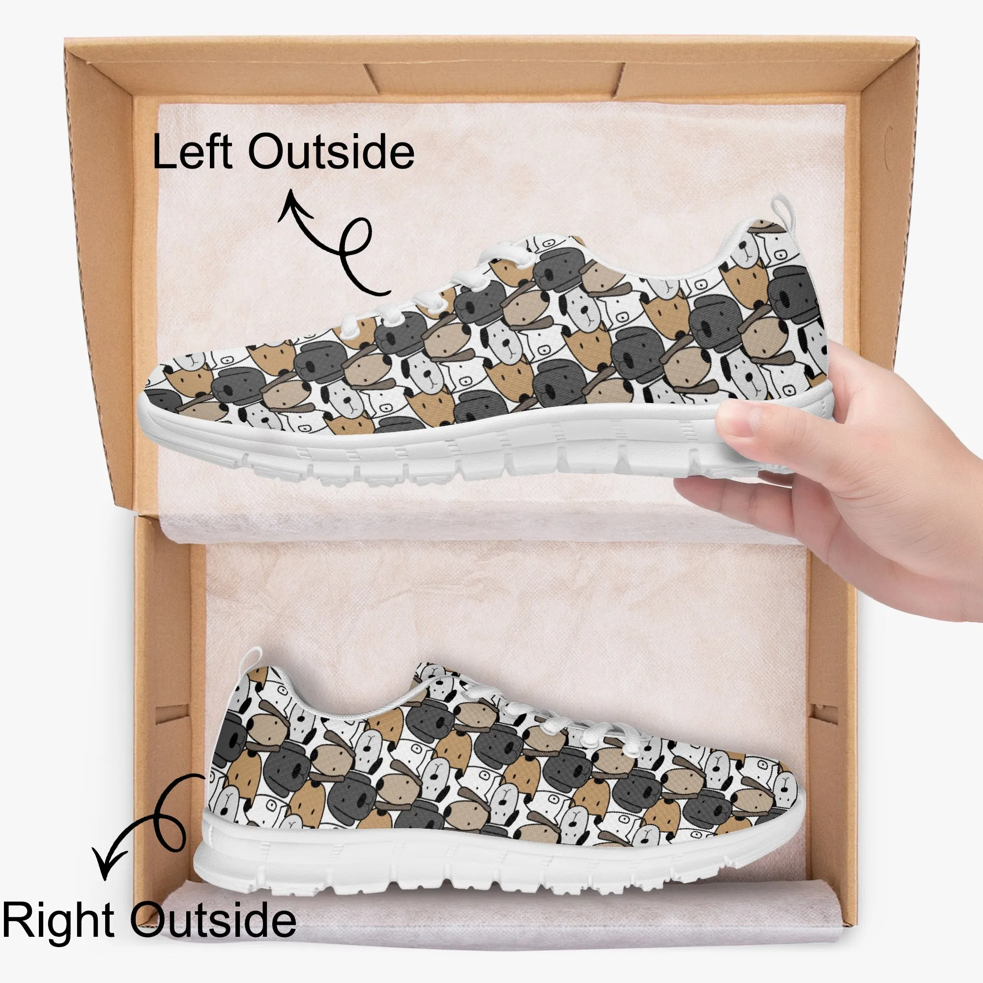 Cute Dog Face Sneakers for Men Women, Running Shoes For Dog Lovers