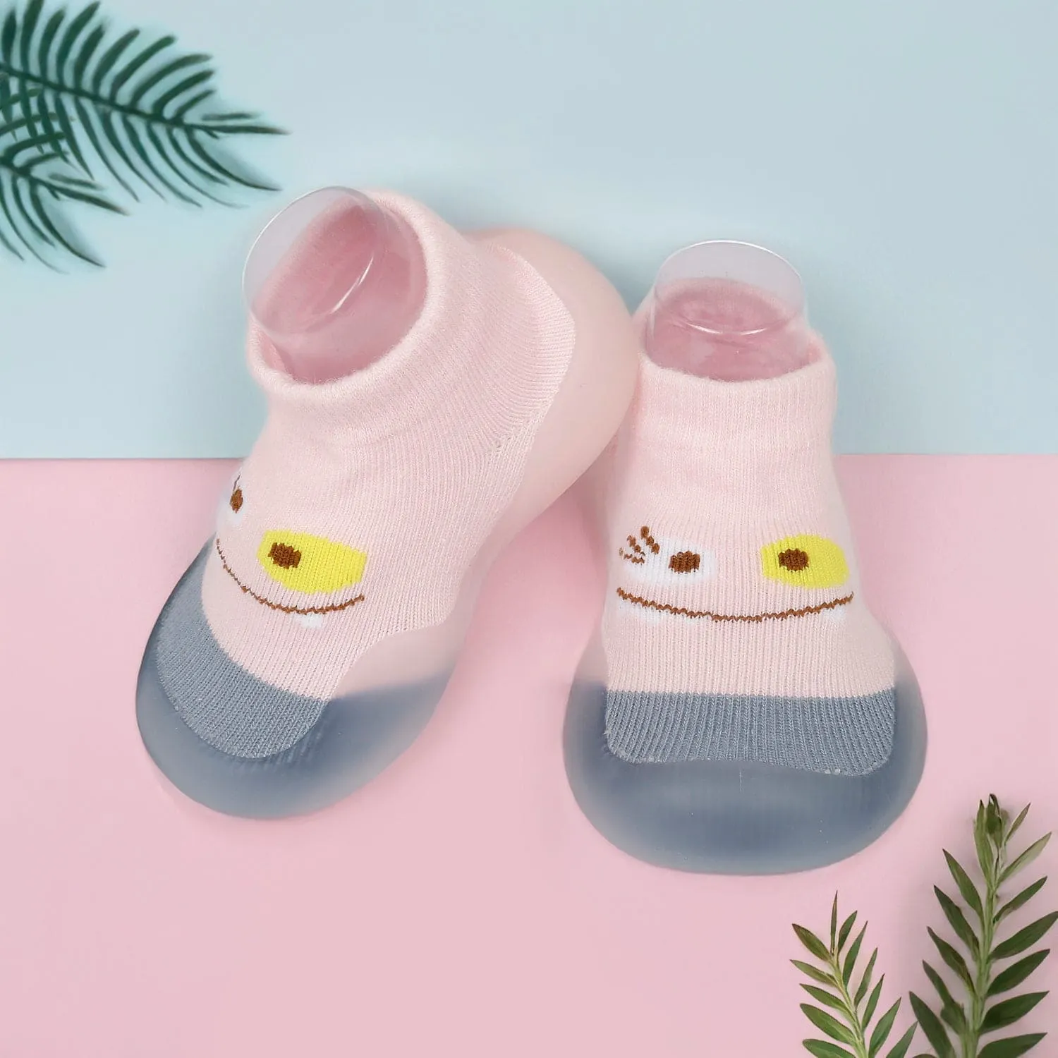 Cute Eye Anti-Skid Slip-On Rubber Sole Shoes - Pink