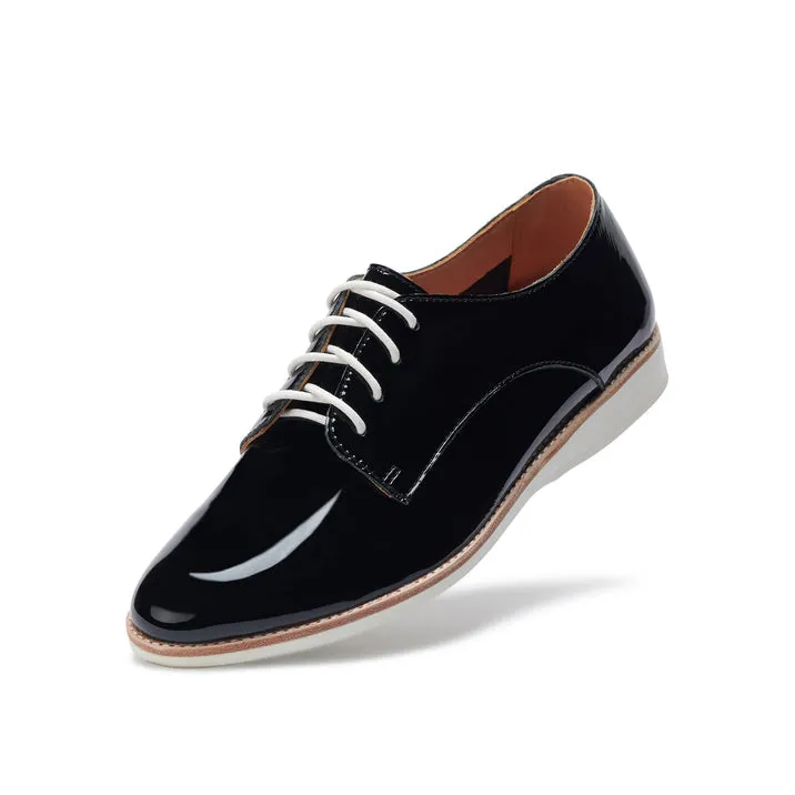 Derby Unlined Black Patent Crinkle