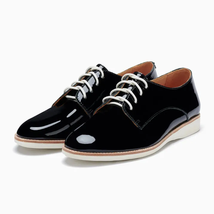 Derby Unlined Black Patent Crinkle