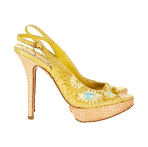Dior Lime Green Snakeskin Floral Heel