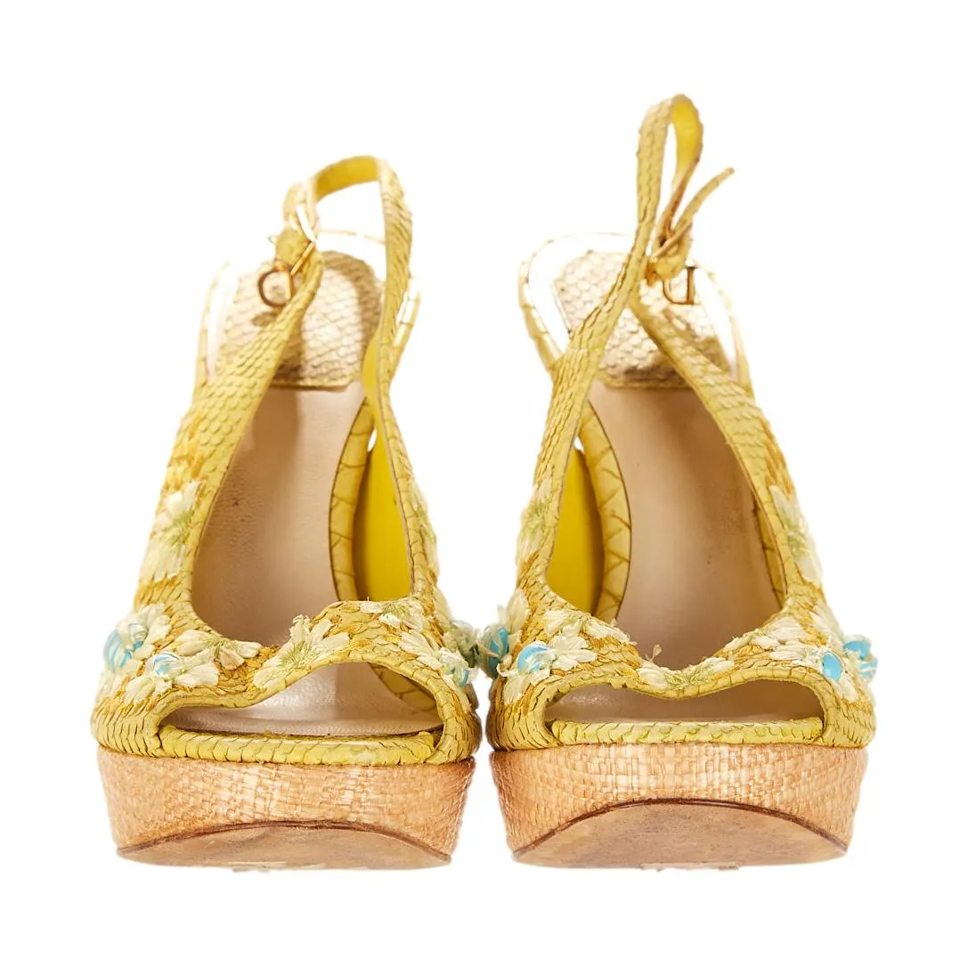 Dior Lime Green Snakeskin Floral Heel