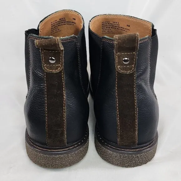Dockers Florsheim Leather Slip On Ankle Boots Black Classic Anti Slip Size Men 9