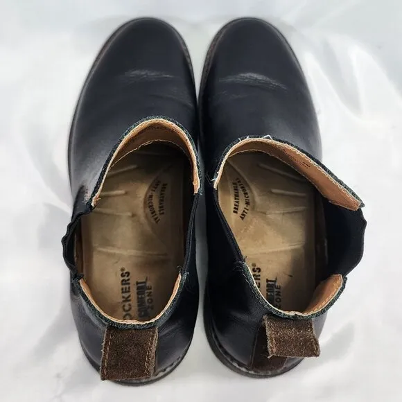 Dockers Florsheim Leather Slip On Ankle Boots Black Classic Anti Slip Size Men 9