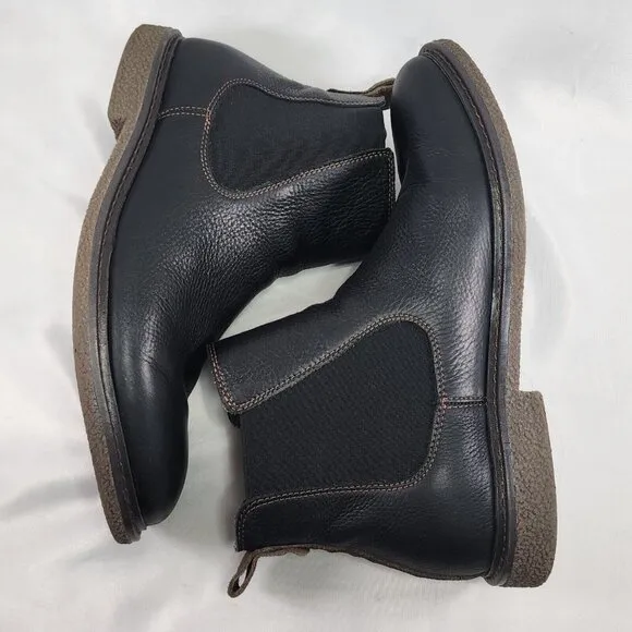 Dockers Florsheim Leather Slip On Ankle Boots Black Classic Anti Slip Size Men 9