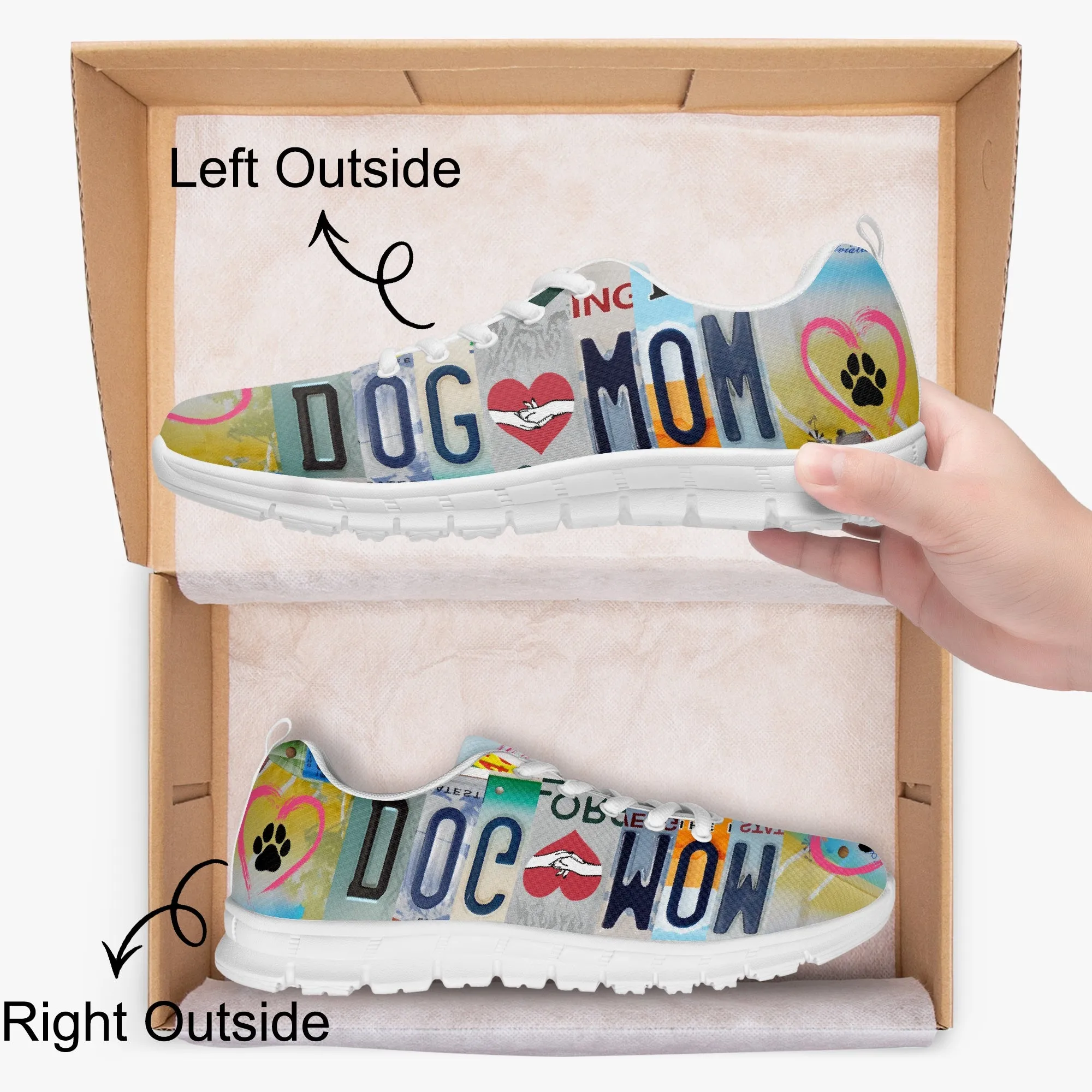 Dog Mom License Plate Sneakers for Women, Running Shoes For Dog Lovers