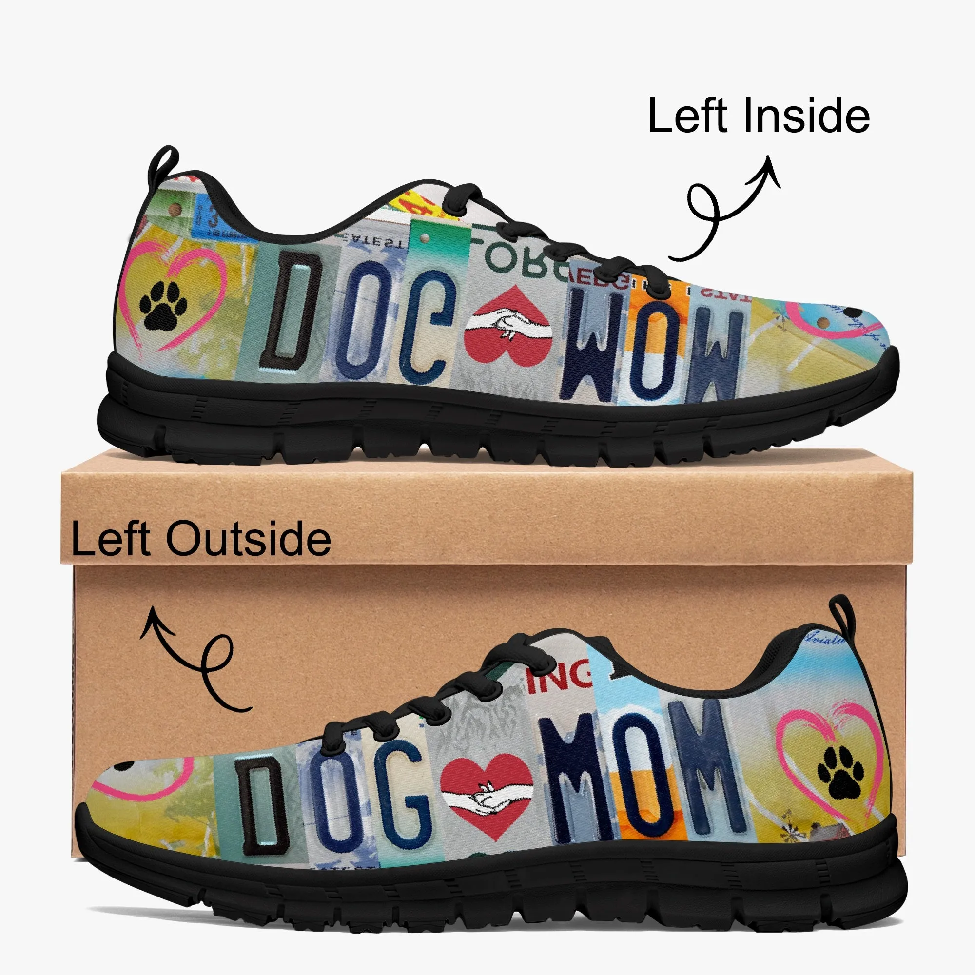 Dog Mom License Plate Sneakers for Women, Running Shoes For Dog Lovers