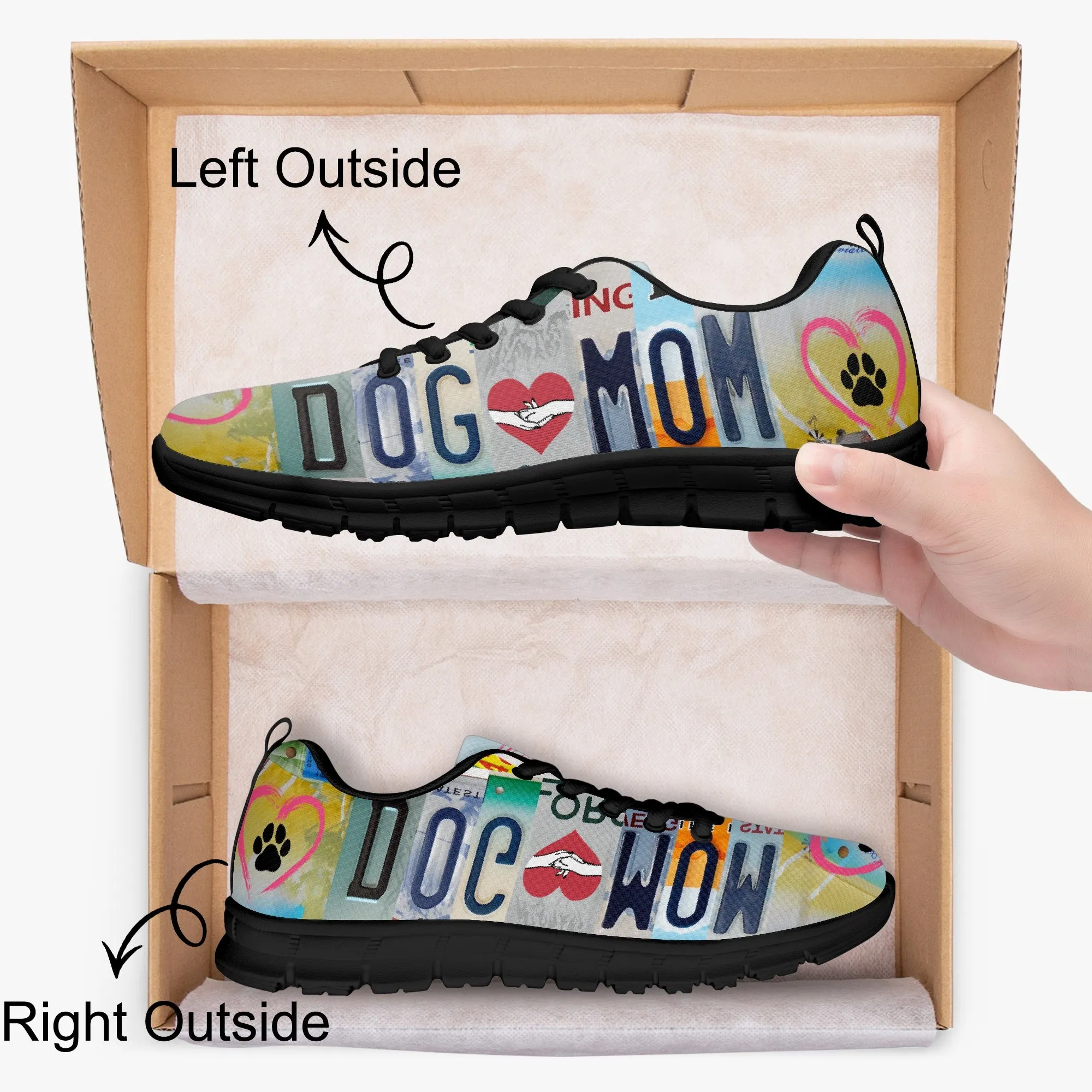 Dog Mom License Plate Sneakers for Women, Running Shoes For Dog Lovers