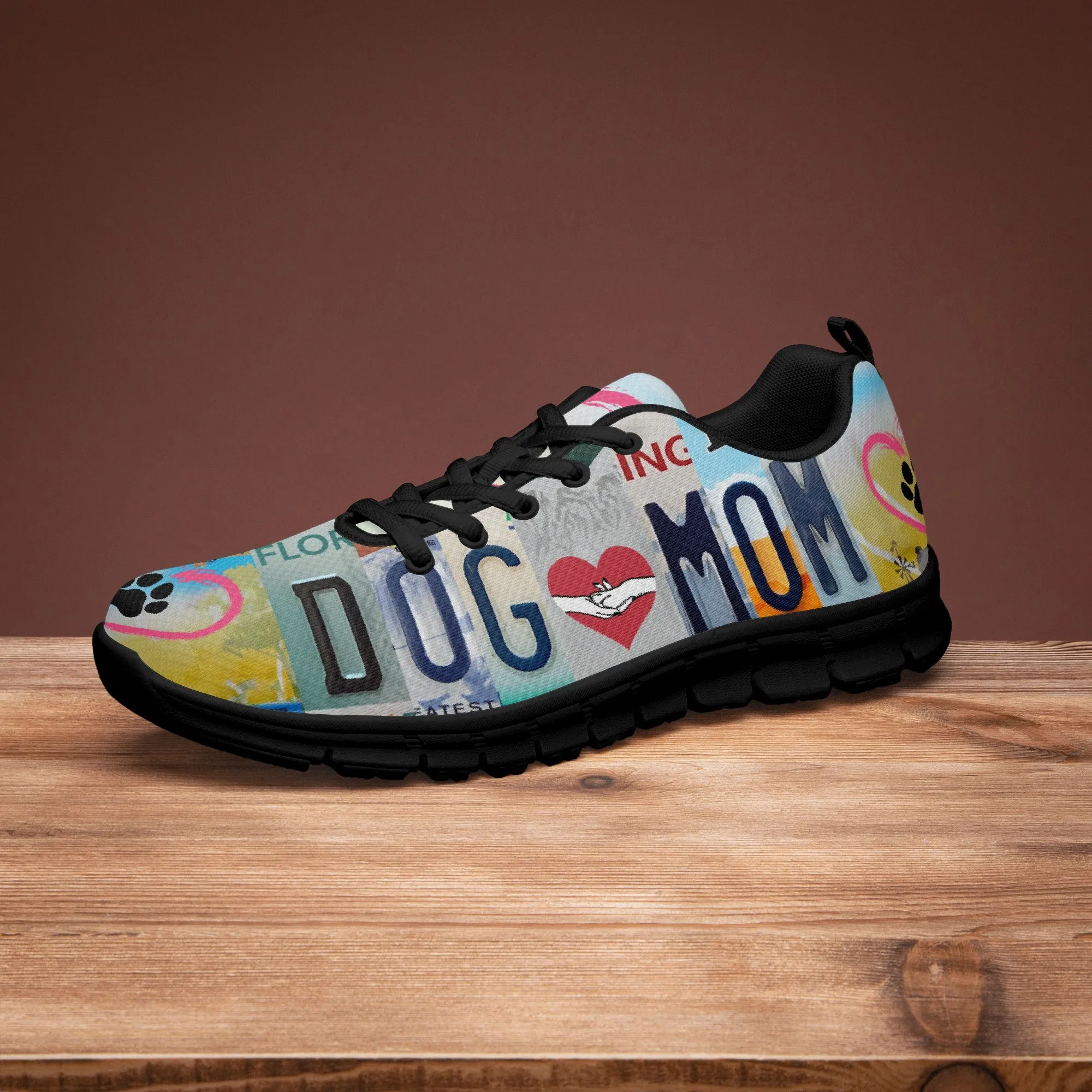 Dog Mom License Plate Sneakers for Women, Running Shoes For Dog Lovers