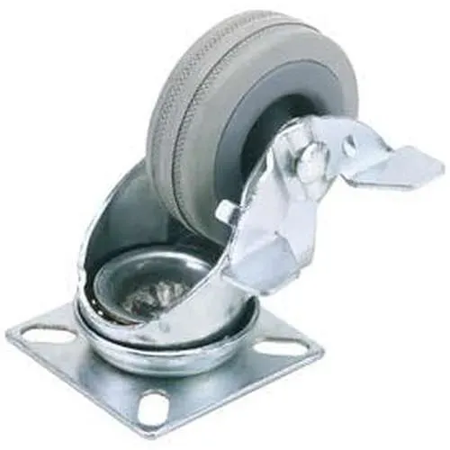 Draper Swivel Plate Fixing Rubber Castor With Brake, 100Mm Diameter, S.W.L. 80Kg Dr-65479