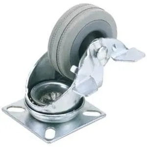 Draper Swivel Plate Fixing Rubber Castor With Brake, 75Mm Diameter, S.W.L. 70Kg Dr-65474
