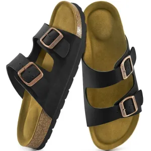 Ecetana Women's Sandals Comfortable Flat Sandals for Women Open Toe Slide for Women with Adjustable Buckle