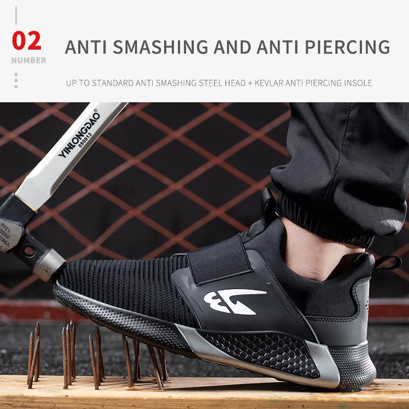 Fashion Mesh Work Shoes Mens Anti-puncture Anti-smash Steel Toe Cap Industrial Safety Sneakers